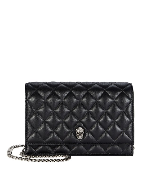 Small Skull Quilted Leather Crossbody Bag
