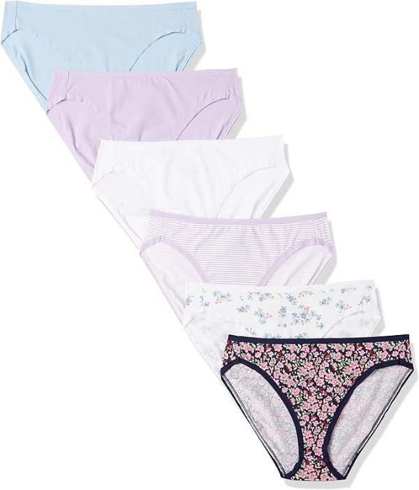 Essentials Women's Cotton Panties Brief Underwear, Multipacks