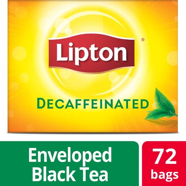 Lipton Decaffeinated Black Enveloped Hot Tea Bags , 72 count, Pack of 6