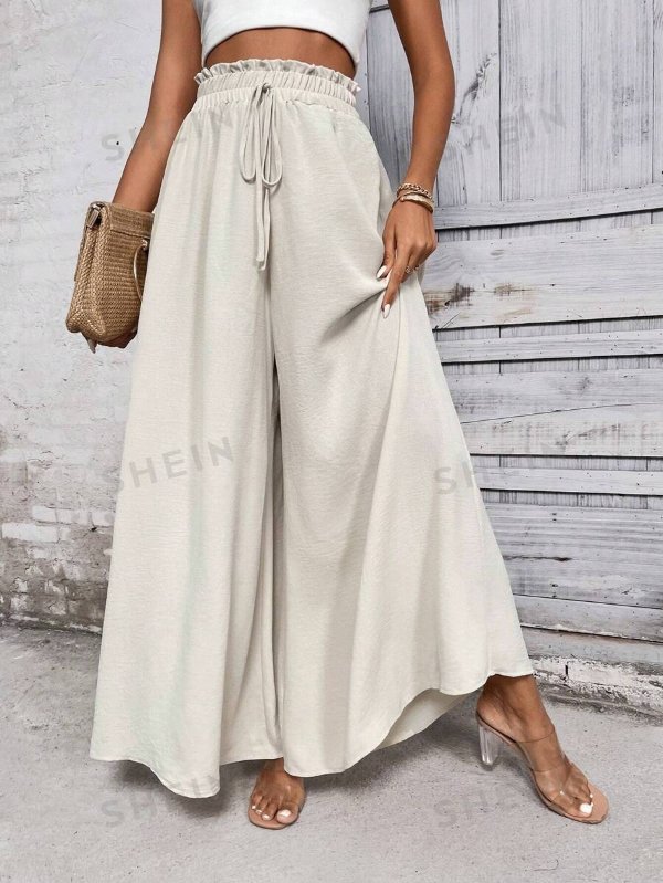 LUNE Paperbag Waist Knot Front Wide Leg Pants |USA