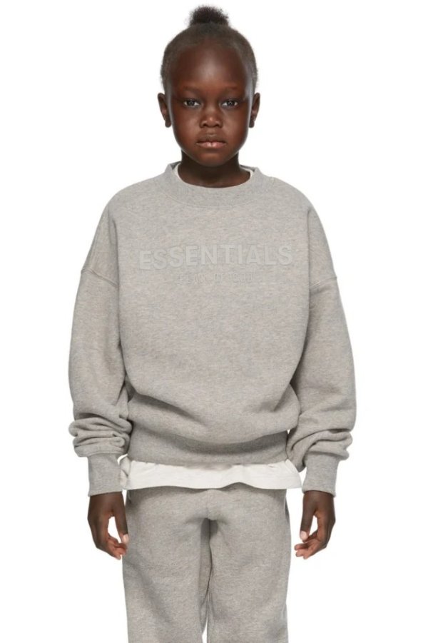 Kids Grey Fleece Pullover Sweatshirt