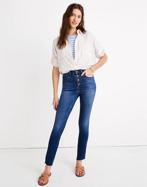 10" High-Rise Skinny Crop Jeans: Button-Front TENCEL™ Denim Edition