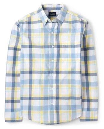 Mens Dad And Me Long Roll Up Sleeve Plaid Poplin Button Down Shirt | The Children's Place - SUN VALLEY