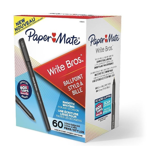 Write Bros. Ballpoint Pen, Medium Point, Black Ink, 60/Pack