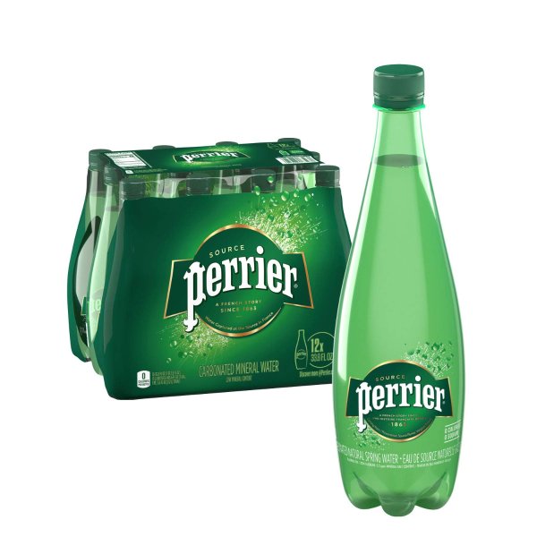 Perrier Carbonated Mineral Water, 33.8 fl oz. Plastic Bottles (12 Count)