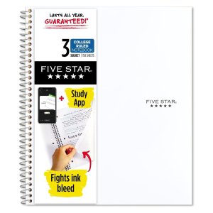 Five Star Spiral Notebook + Study App, 3-Subject