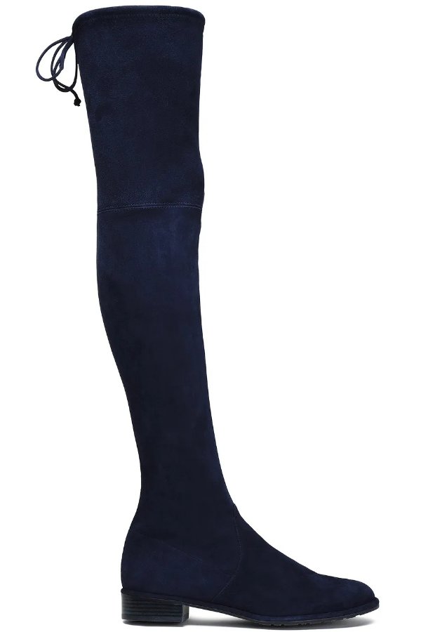 Stretch-suede thigh boots