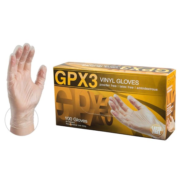 Ammex GPX3 Industrial Clear Vinyl Gloves