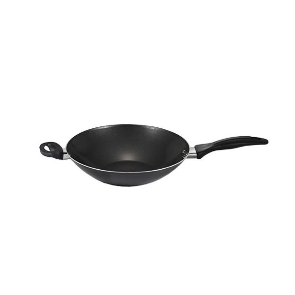 A80789 Specialty Nonstick Dishwasher Safe Oven Safe PFOA-Free Jumbo Wok Cookware, 14-Inch, Black