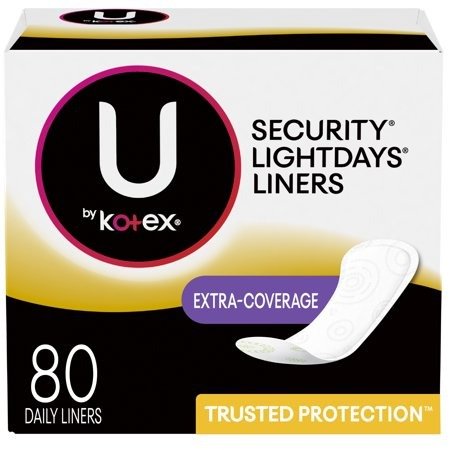 U by Kotex Lightdays Panty Liners, Extra Coverage, Unscented, 80 Ct