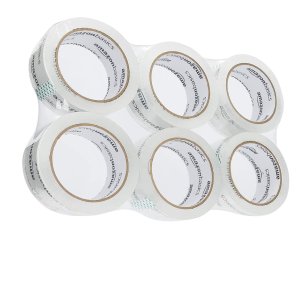 Amazon Basics Packing Tape 1.88-Inch Wide x 54.6 Yards, Crystal Clear, 6-Pack