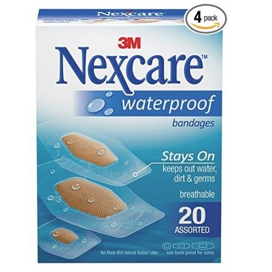 Nexcare Waterproof Clear Bandages Assorted Sizes, 20 Count (Pack of 4)