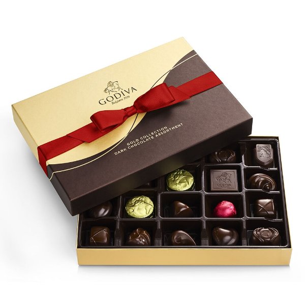 Dark Chocolate Gift Box, Red Ribbon, 22 pc.
