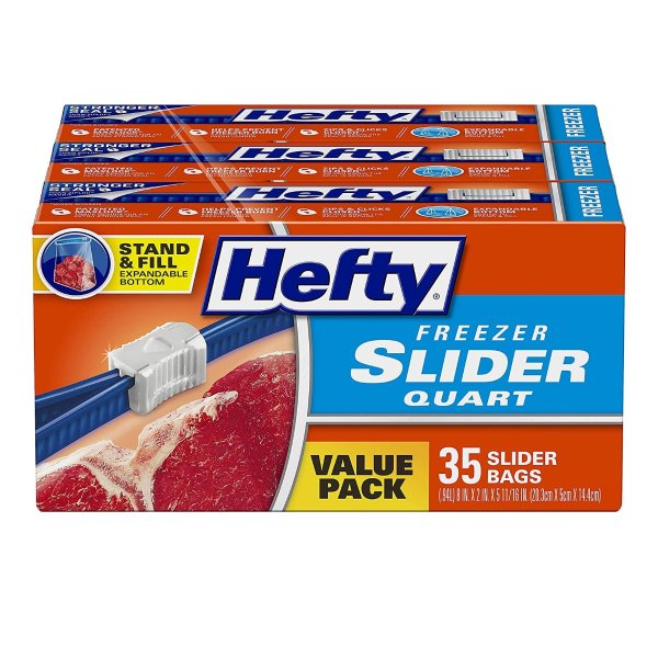 Slider Freezer Storage Bags, Quart Size, 35 Count (Pack of 3)