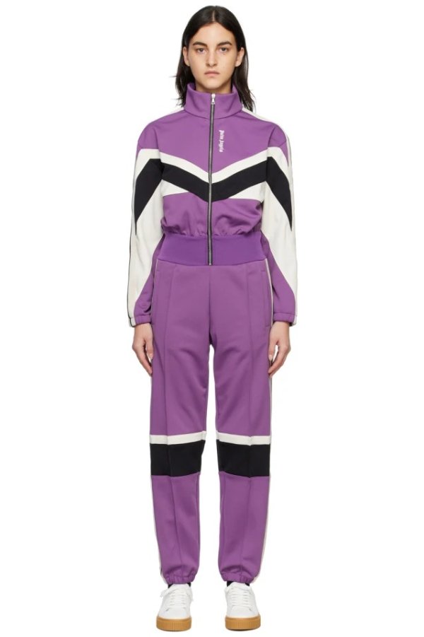 紫色 Track 连身裤