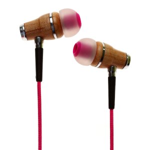 nized NRG Premium Genuine Wood In-ear Noise-isolating Headphones with Mic (Pink) 
