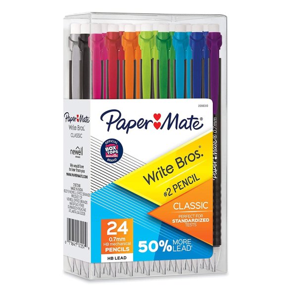 Paper Mate Mechanical Pencils, Write Bros. Classic #2 Pencil, Great for Standardized Testing, 0.7mm, 24 Count
