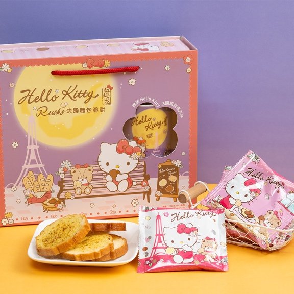 Hello Kitty 法国面包脆饼-月光巴黎礼盒（含马克杯）