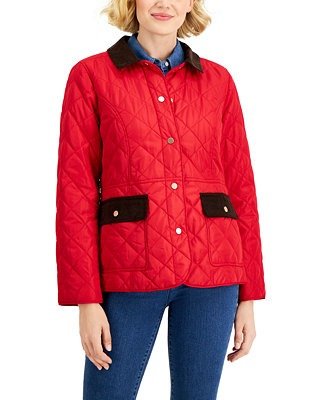 Quilted Corduroy-Trim Jacket, Created for Macy's