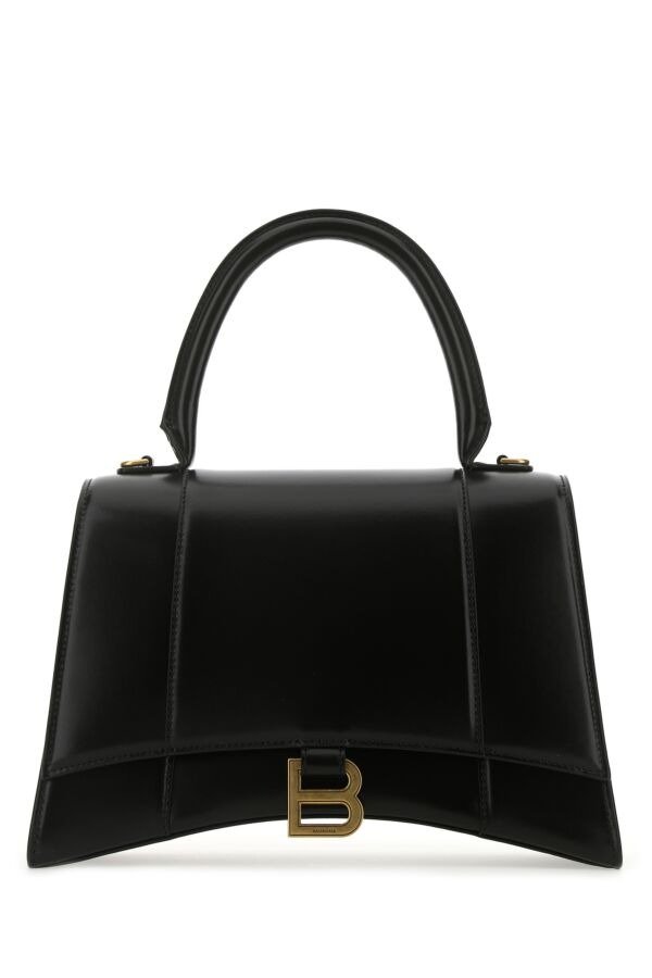 Black leather medium Hourglass handbag