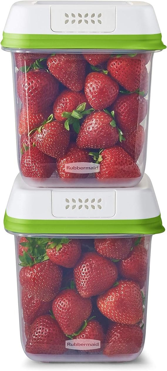 FreshWorks Saver, Medium Produce Storage Containers, 2-Pack, 7.2 Cup, Clear
