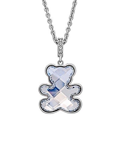Crystal Teddy Rhodium Plated Pendant Necklace