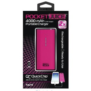 Tzumi PocketJuice 4000 mAh Portable Charger Pink