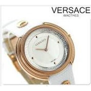 Versace Women&#39;s VA7030013 Thea Round Stainless Steel Mother-Of-Pearl Dial Watch