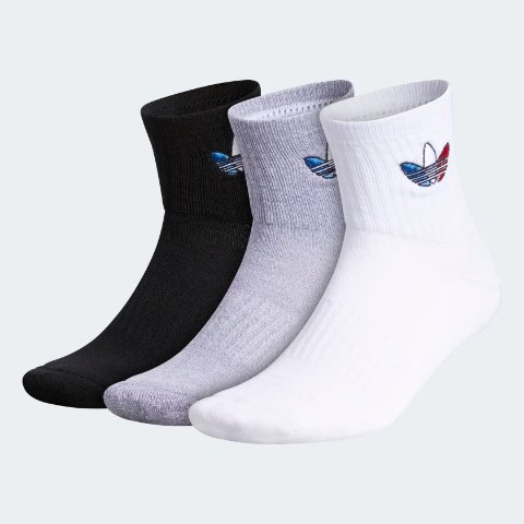 AdidasOriginals Tri-Color Quarter Socks 3 Pairs