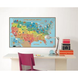 Wall Pops WPE0623 Kids USA Dry Erase Map Decal Wall Decals