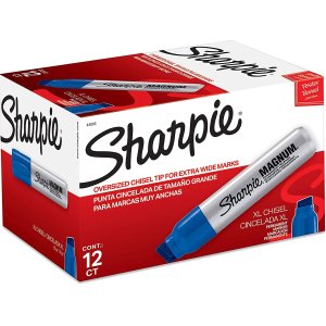 Sharpie 44003 Pro Magnum Permanent Markers, Chisel Tip, Blue, Box of 12