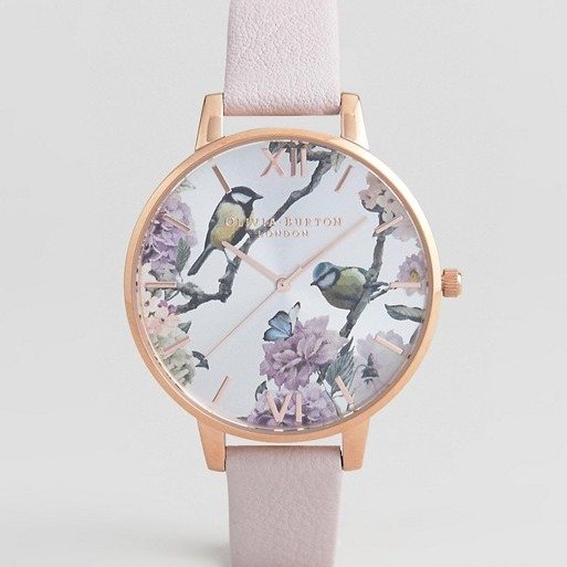 Olivia Burton OB16PL35 Pretty Blossom Leather Watch In Pink at asos.com