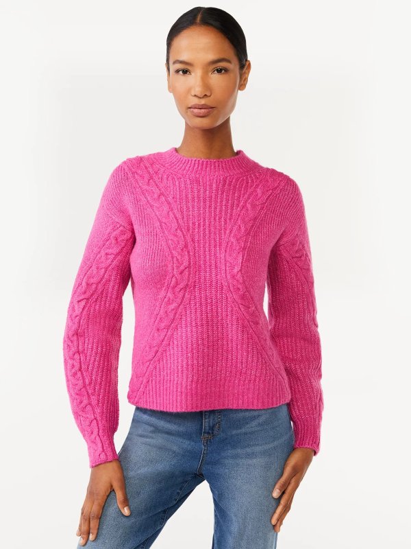 Women's Textured Cable Knit Sweater