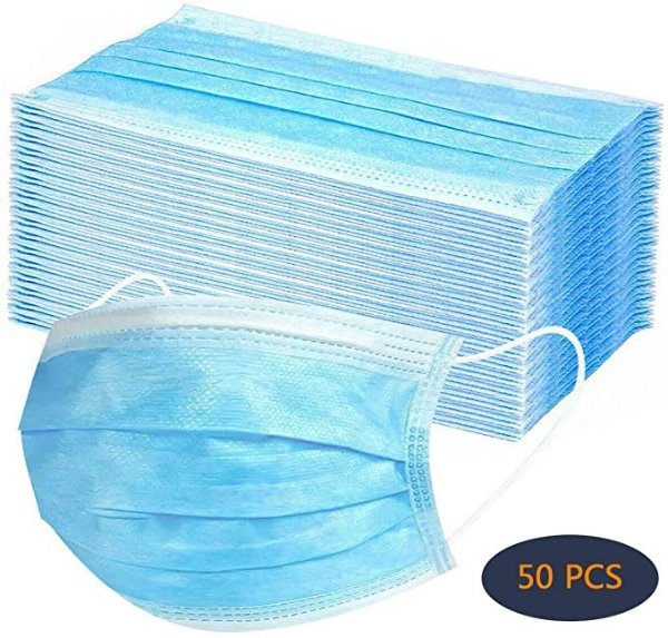 50 PCS Disposable Filter 3-ply Face Protective Cover Personal Protection Dust-Proof Anti Spittle Eye