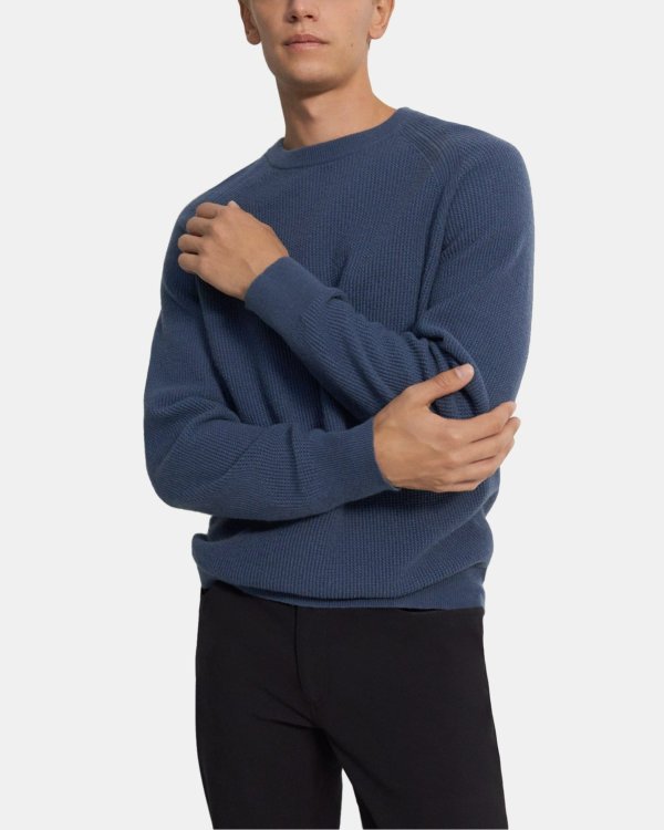 Crewneck Sweater in Waffle-Knit Cashmere