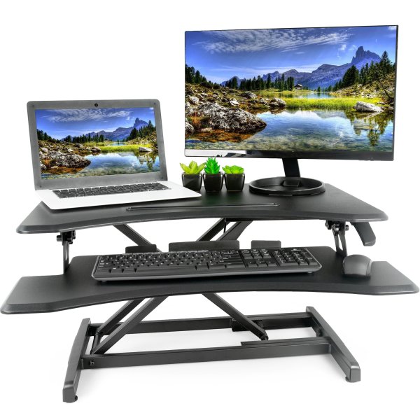 Black Height Adjustable Standing Desk Workstation