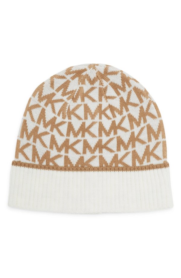 Bordered MK Logo Cuff Beanie Hat