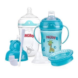 闪购：Nuby 6阶段婴儿重力吸管杯，鸭嘴杯多合一套装