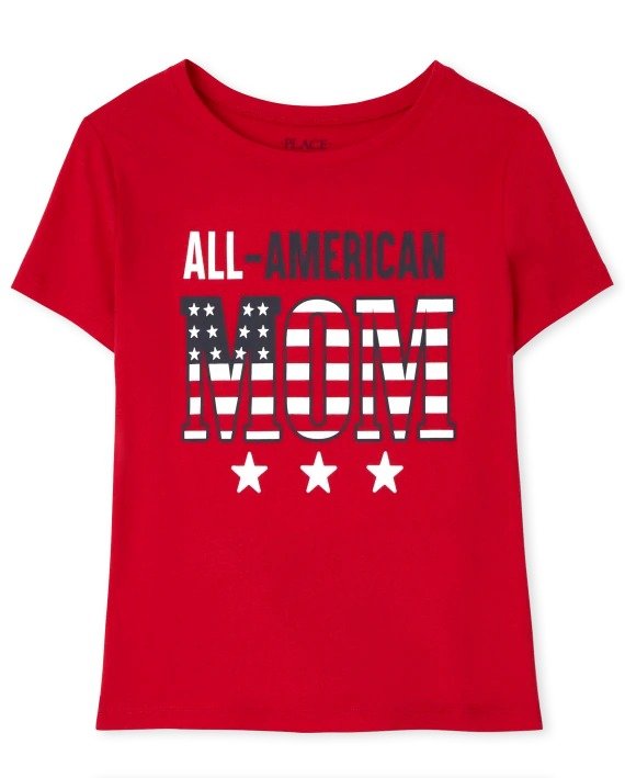 Womens Matching Family Short Sleeve Americana All American Mom Graphic Tee | The Children's Place - RUBY
