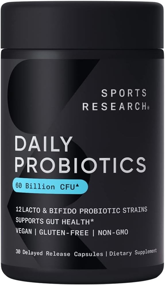 Daily Probiotics with Prebiotics, 60 Billion CFU - Vegan Capsules for Gut Health & Digestive Support, Probiotics for Women & Men - Non-GMO Verified & Gluten Free - 30 Count