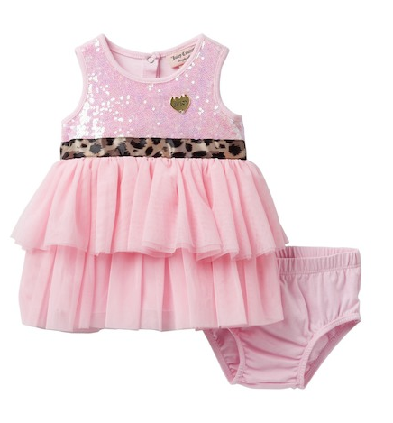 Sequin Top Dress & Diaper Cover Set (Baby Girls 3-9M)
