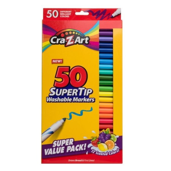 SuperTip Washable Markers, 50 Count Value Pack, 12 Scented Colors