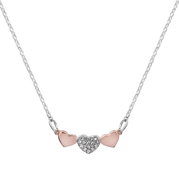 Two Tone Triple Heart Necklace