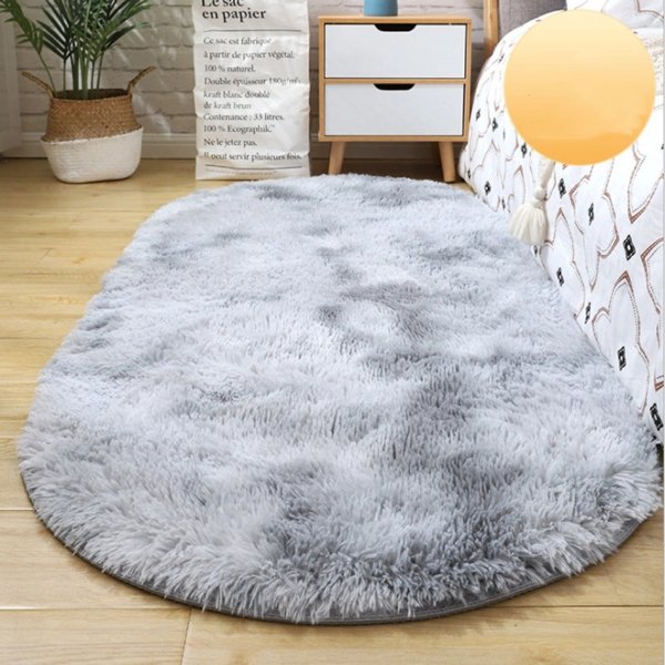 Oval Bedside Mat Home Thickened Hairy Children's Room Crawling Living Room Bedroom Full of Coffee Table Tatami Pink Carpet