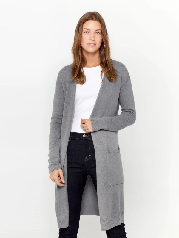 Open Front Cashmere Long Cardigan