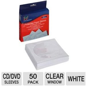 50-Pack of Color Research Protective Paper Sleeves For CDs/DVDs/Blu-Rays (C18-42029) 