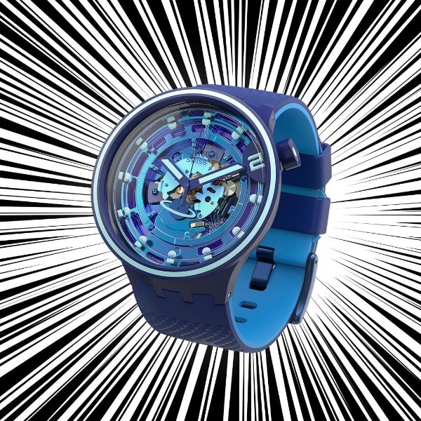 Big Bold Standard Quartz Silicone Strap, Blue, 20 Casual Watch (Model: SB01N101)