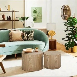 Modern Round Accent Nesting Side Coffee Table Set (Set of 2)
