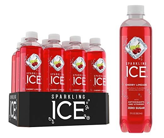Cherry Limeade Sparkling Water, with Antioxidants and Vitamins, Zero Sugar, 17 Fl. Oz Bottles (Pack of 12)