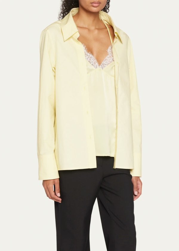 Button-Down Shirt with Lace Insert